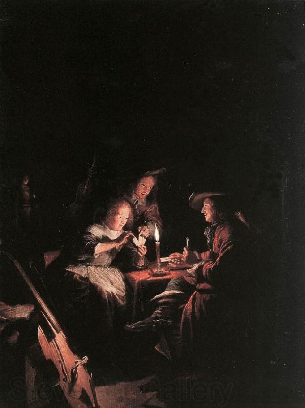 DOU, Gerrit Cardplayers at Candlelight dfg Spain oil painting art